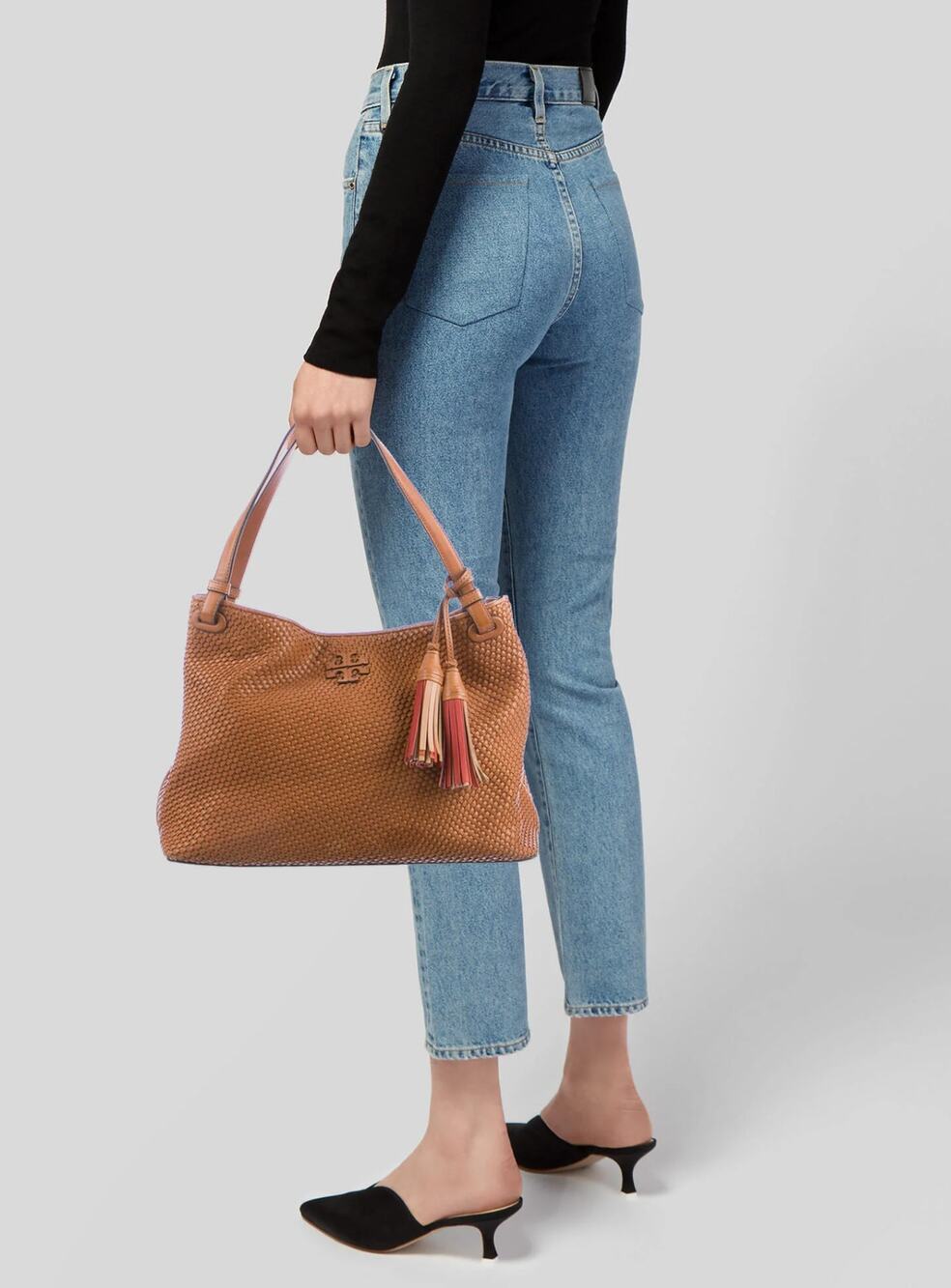 Tory Burch Thea Woven Leather Shoulder Bag